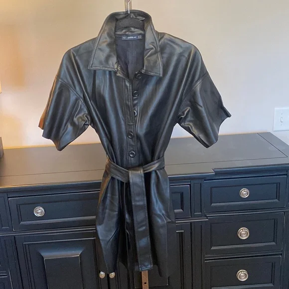 Zara Pleather Shirt Dress - Picture 1 of 7
